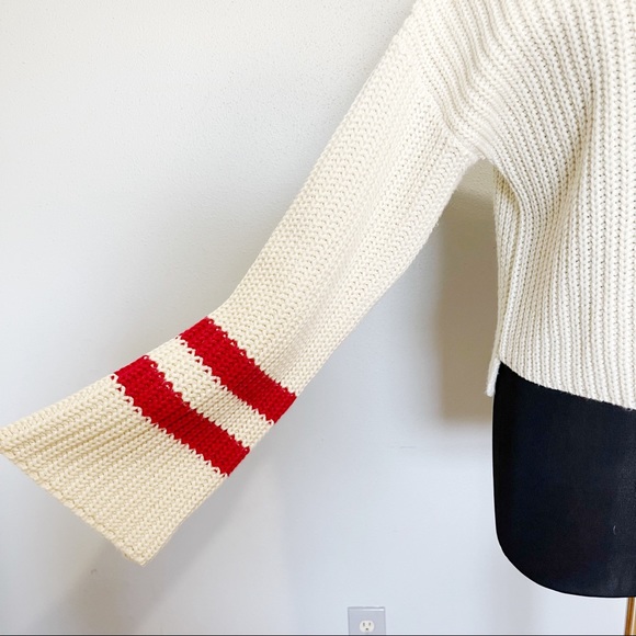 Lost + Wander Sweater Wide Sleeve Red Stripes - Picture 3 of 10